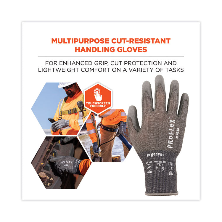 ProFlex 7044 ANSI A4 PU Coated CR Gloves, Gray, Small, Pair