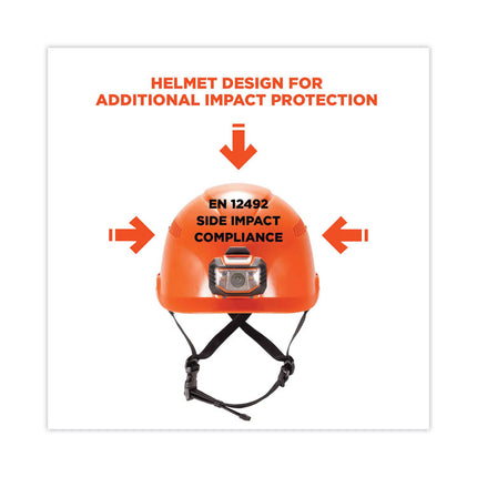 Skullerz 8975LED Class C Safety Helmet with 8981 Universal LED Headlamp, 6-Point Ratchet Suspension, Orange