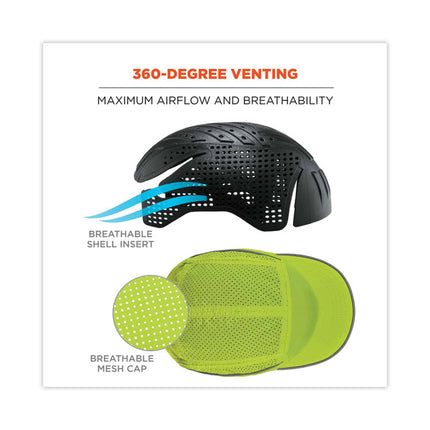 Skullerz 8955 Lightweight Bump Cap Hat, Long Brim, Lime