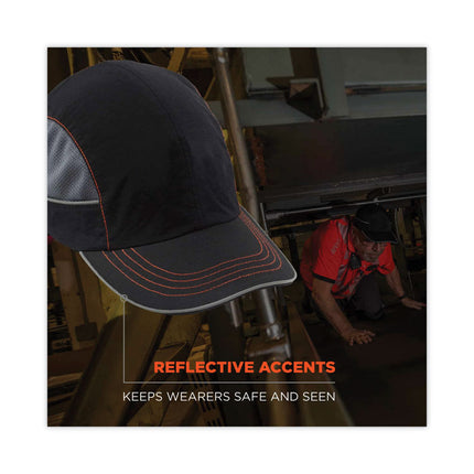 Skullerz 8950XL XL Bump Cap Hat, Long Brim, Black