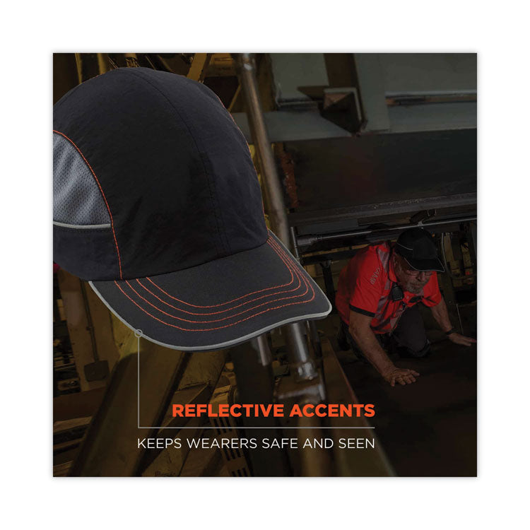 Skullerz 8950XL XL Bump Cap Hat, Long Brim, Black