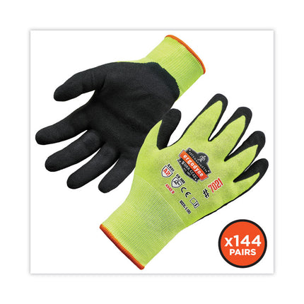 ProFlex 7021 Hi-Vis Nitrile-Coated CR Gloves, Lime, Large, 144 Pairs/Carton