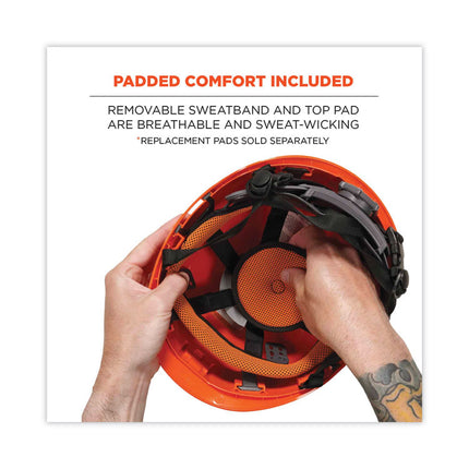 Skullerz 8974V Class E Safety Helmet with 8991 Visor Kit, Smoke Lens, 6-Point Ratchet Suspension, Orange