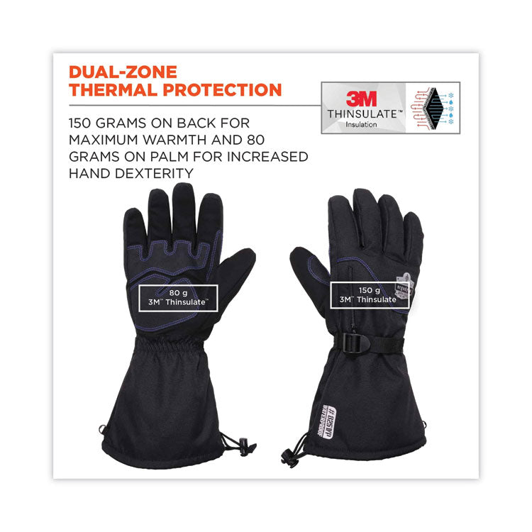 ProFlex 825WP Thermal Waterproof Winter Work Gloves, Black, Large, Pair