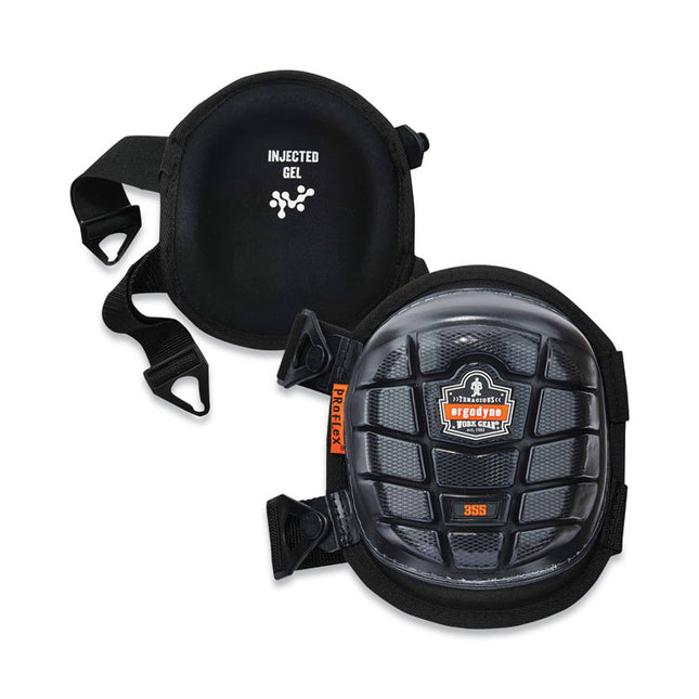 ProFlex 355 Injected Gel Knee Pads, Short Cap, Buckle Closure, One Size Fits Most, Black, Pair