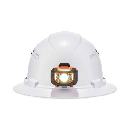 Skullerz 8973LED Class C Hard Hat Full Brim with LED Light, White