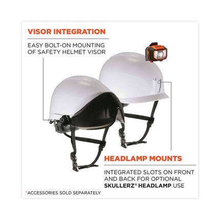 Skullerz 8974 Class E Safety Helmet, 6-Point Ratchet Suspension, White