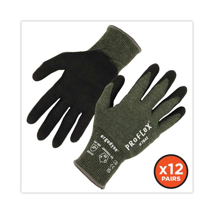 ProFlex 7042 ANSI A4 Nitrile-Coated CR Gloves, Green, Medium, 12 Pairs/Pack