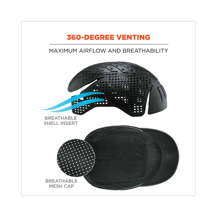 Skullerz 8955 Lightweight Bump Cap Hat, Short Brim, Black