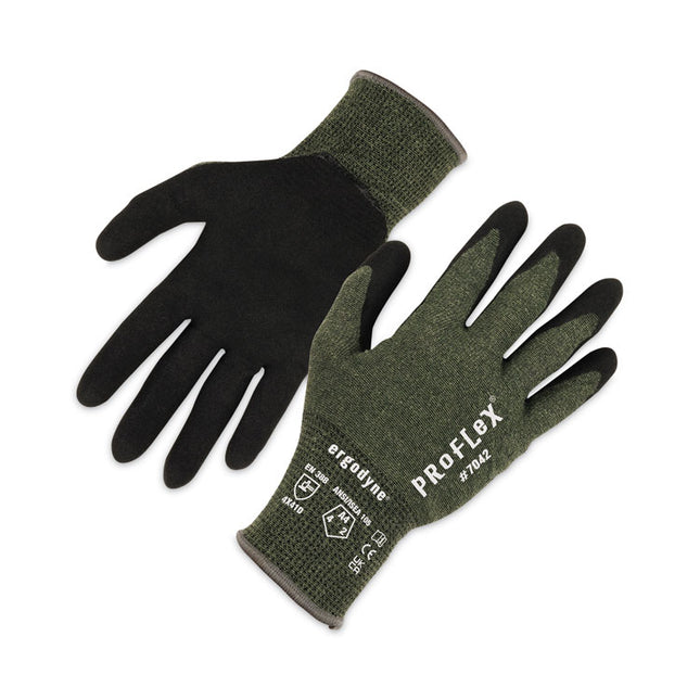 ProFlex 7042 ANSI A4 Nitrile-Coated CR Gloves, Green, Small, 12 Pairs/Pack