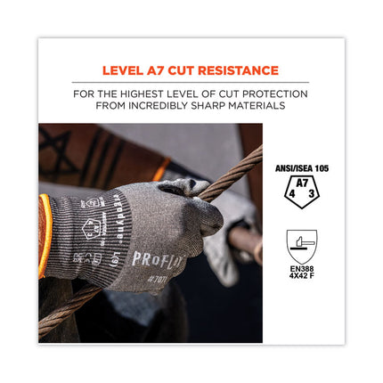 ProFlex 7071 ANSI A7 PU Coated CR Gloves, Gray, Large, Pair