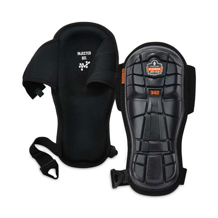 ProFlex 342 Injected Gel Knee Pads, Extra Long Cap, Hook and Loop Closure, One Size Fits Most, Black, Pair
