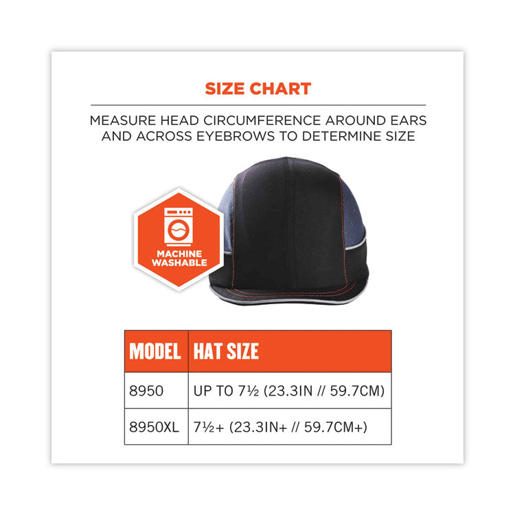 Skullerz 8950XL XL Bump Cap Hat, Long Brim, Black