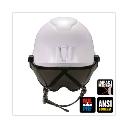 Skullerz 8974V Class E Safety Helmet with 8991 Visor Kit, Smoke Lens, 6-Point Ratchet Suspension, White