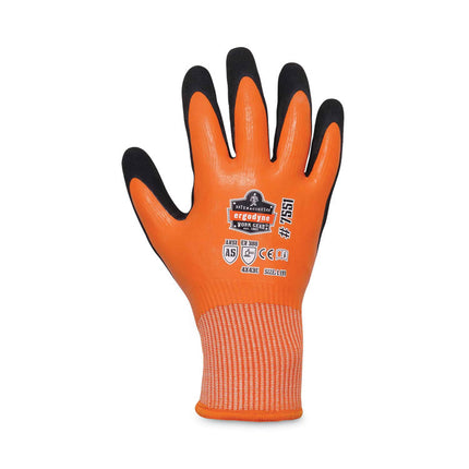 ProFlex 7551 ANSI A5 Coated Waterproof CR Gloves, Orange, Large, Pair