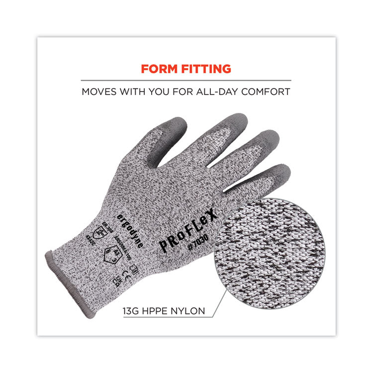 ProFlex 7030 ANSI A3 PU Coated CR Gloves, Gray, X-Large, 12 Pairs/Pack