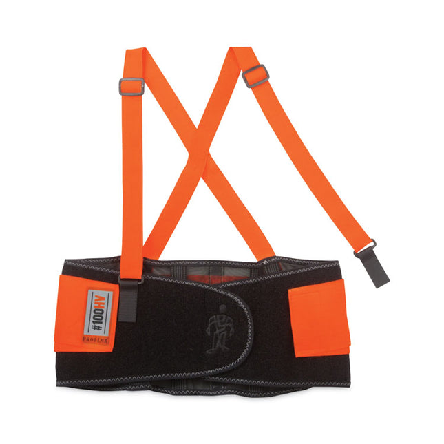 ProFlex 100HV Economy Hi-Vis Spandex Back Support Brace, 2X-Large, 42" to 46" Waist, Black/Orange