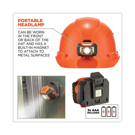 Skullerz 8972LED Class C Hard Hat Cap Style with LED Light, Orange
