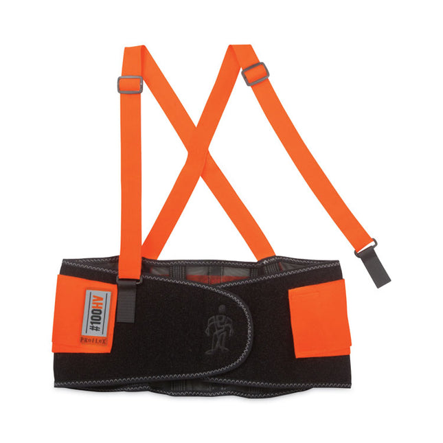 ProFlex 100HV Economy Hi-Vis Spandex Back Support Brace, 3X-Large, 46" to 52" Waist, Black/Orange