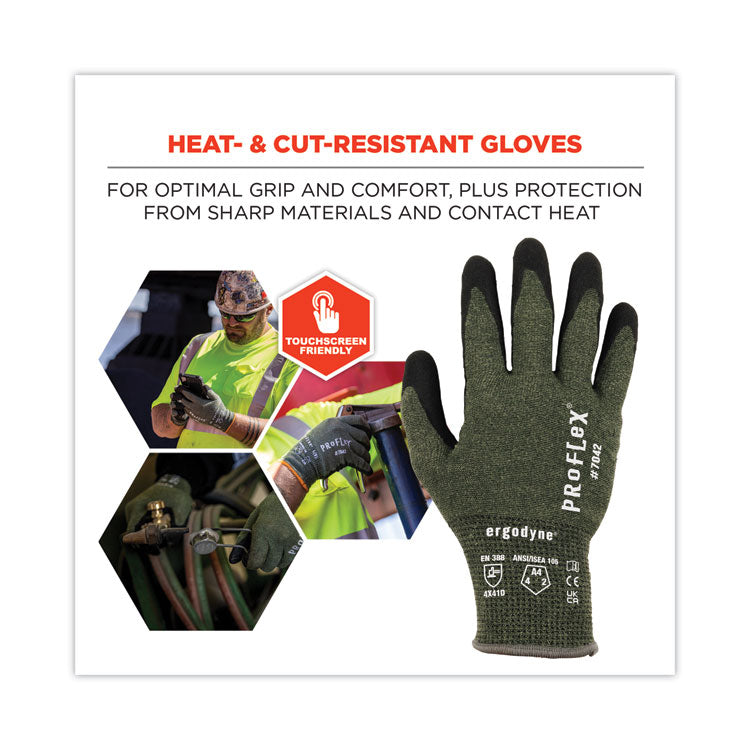 ProFlex 7042 ANSI A4 Nitrile-Coated CR Gloves, Green, 2X-Large, 12 Pairs/Pack