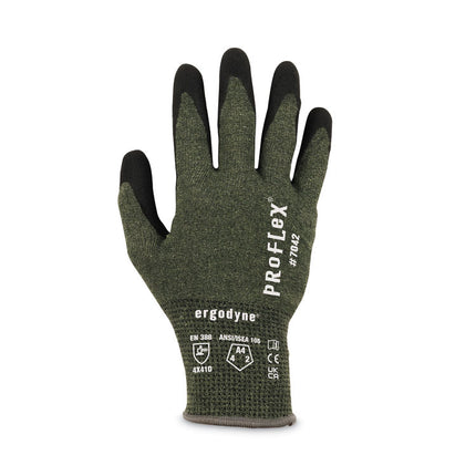 ProFlex 7042 ANSI A4 Nitrile-Coated CR Gloves, Green, Small, Pair