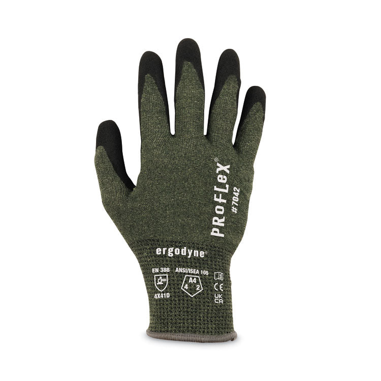 ProFlex 7042 ANSI A4 Nitrile-Coated CR Gloves, Green, Small, Pair