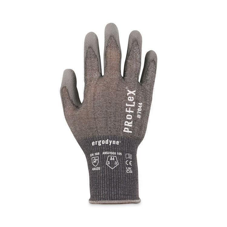 ProFlex 7044 ANSI A4 PU Coated CR Gloves, Gray, X-Large, 12 Pairs/Pack