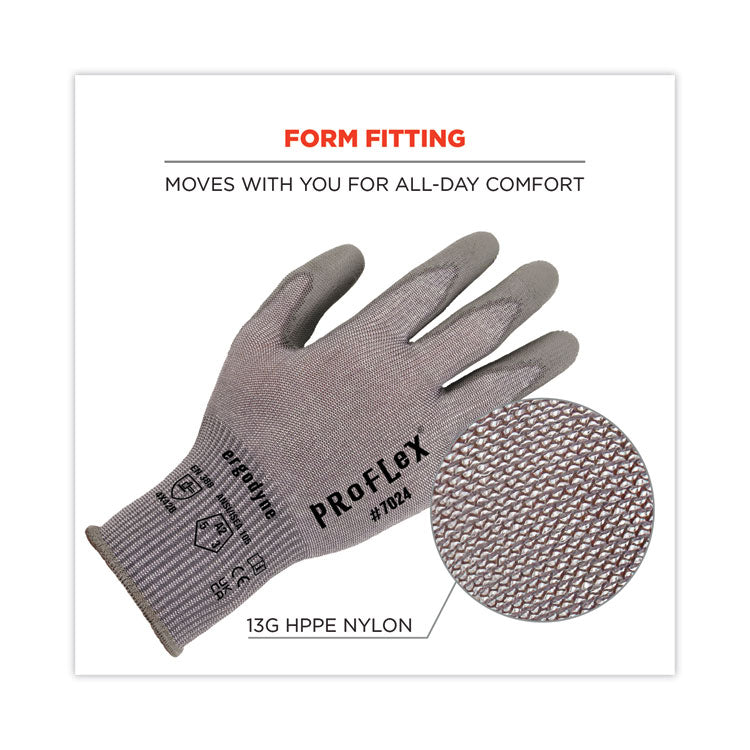 ProFlex 7024 ANSI A2 PU Coated CR Gloves, Gray, Small, Pair