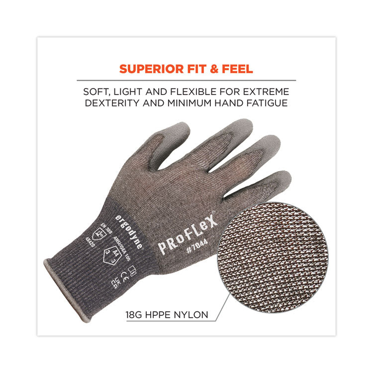 ProFlex 7044 ANSI A4 PU Coated CR Gloves, Gray, 2X-Large, 12 Pairs/Pack