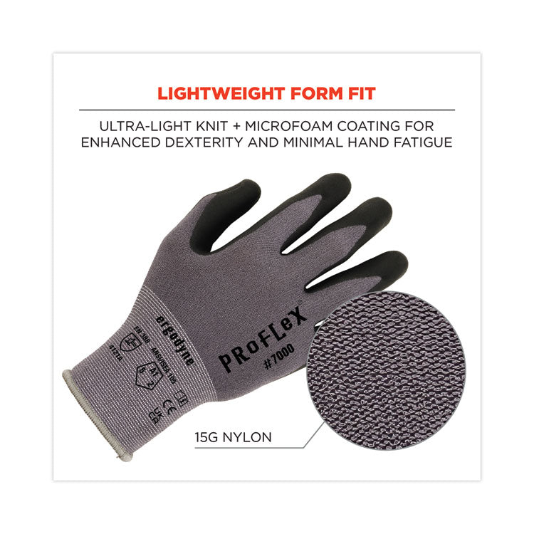 ProFlex 7000 Nitrile-Coated Gloves Microfoam Palm, Gray, Small, 12 Pairs/Pack