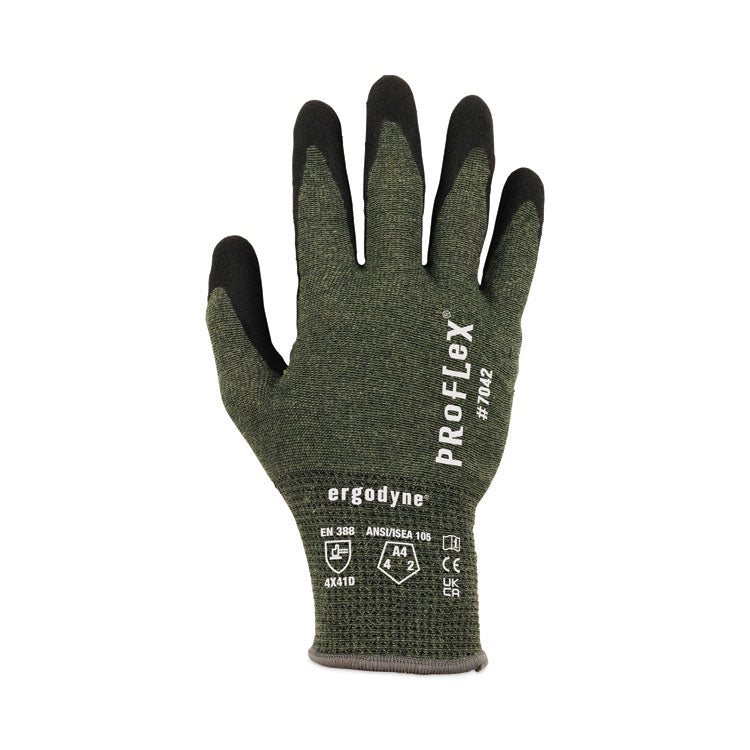 ProFlex 7042 ANSI A4 Nitrile-Coated CR Gloves, Green, Large, 12 Pairs/Pack