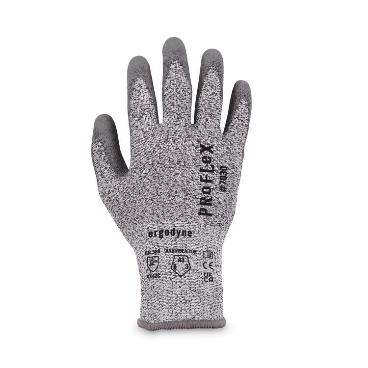 ProFlex 7030 ANSI A3 PU Coated CR Gloves, Gray, Small, 12 Pairs/Pack