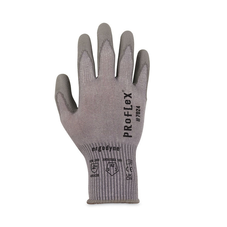 ProFlex 7024 ANSI A2 PU Coated CR Gloves, Gray, Small, Pair