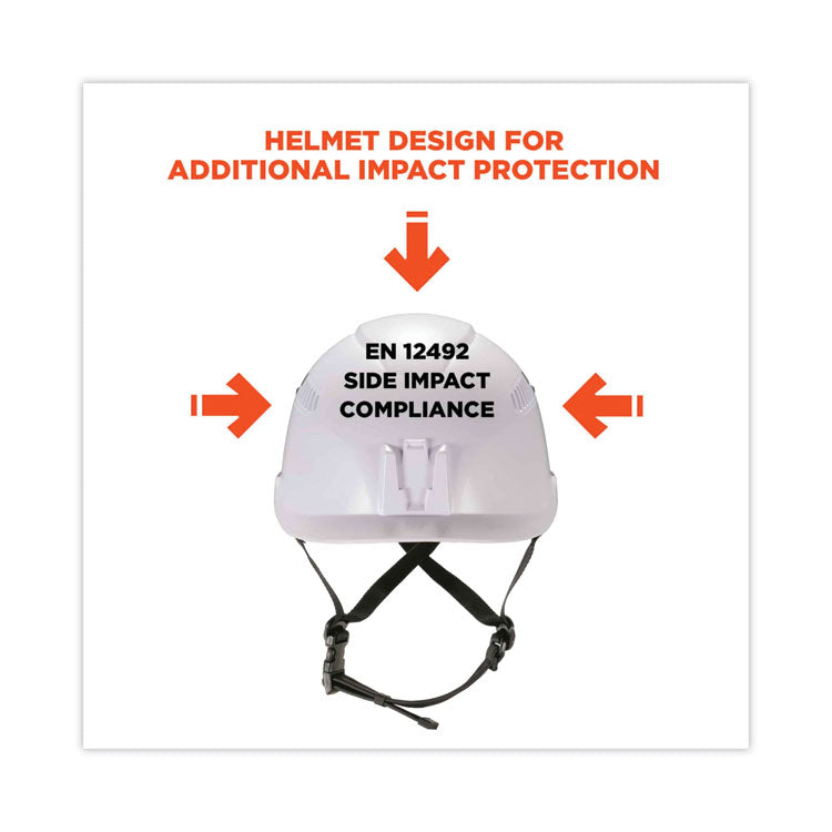 Skullerz 8975 Class C Safety Helmet, 6-Point Ratchet Suspension, White