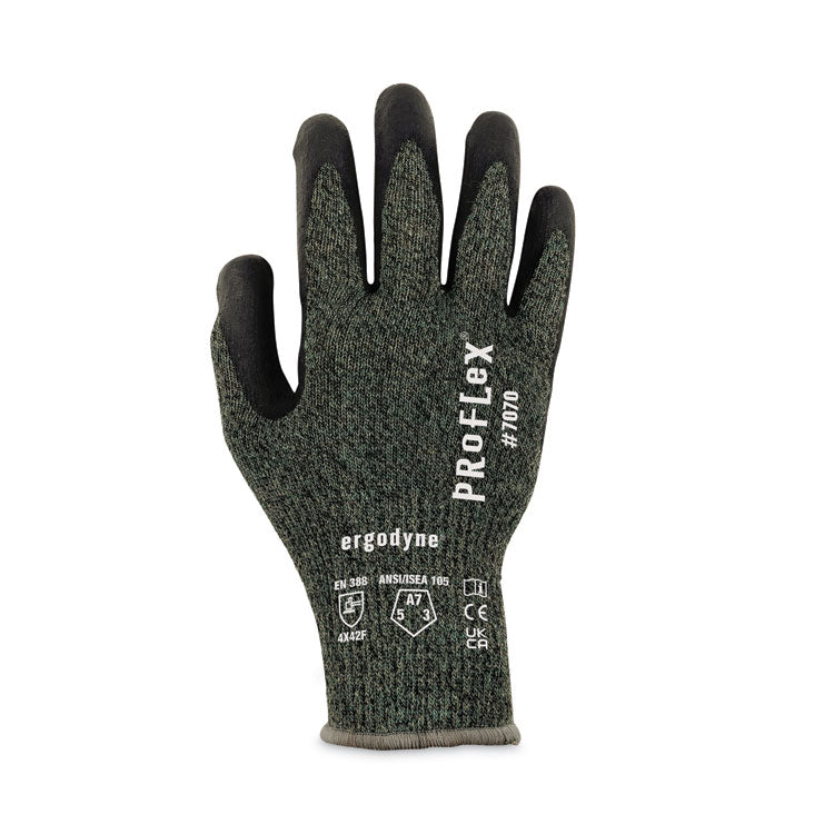 ProFlex 7070 ANSI A7 Nitrile Coated CR Gloves, Green, 2X-Large, 12 Pairs/Pack