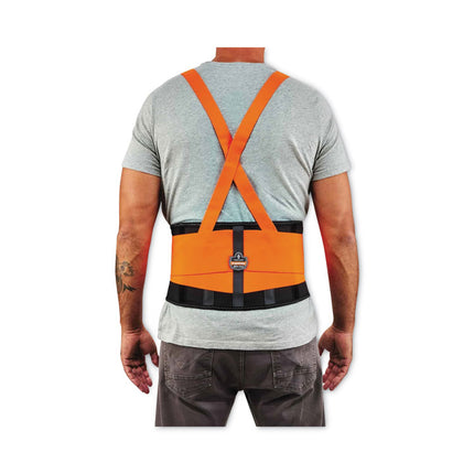 ProFlex 100HV Economy Hi-Vis Spandex Back Support Brace, X-Small, 20" to 25" Waist, Black/Orange