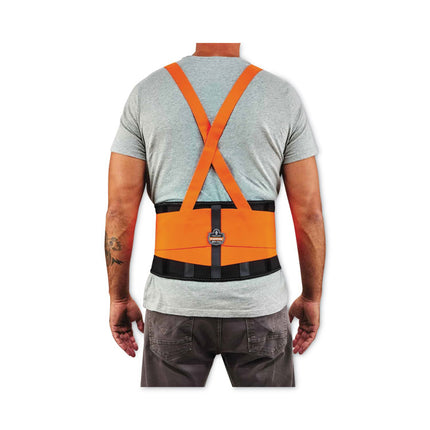 ProFlex 100HV Economy Hi-Vis Spandex Back Support Brace, Medium, 30" to 34" Waist, Black/Orange