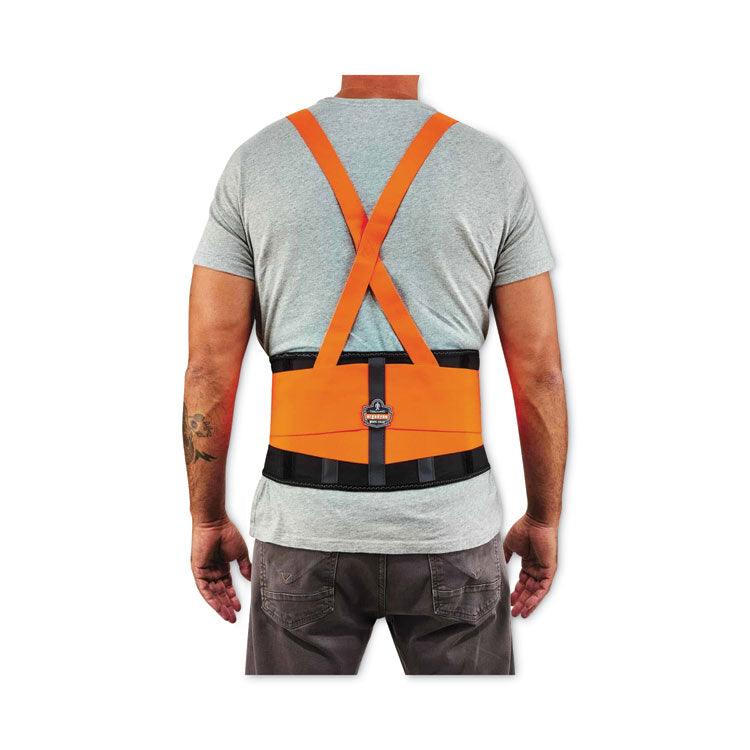ProFlex 100HV Economy Hi-Vis Spandex Back Support Brace, Medium, 30" to 34" Waist, Black/Orange