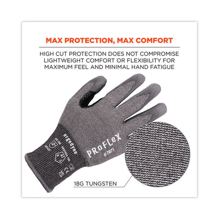 ProFlex 7071 ANSI A7 PU Coated CR Gloves, Gray, Large, 12 Pairs/Pack
