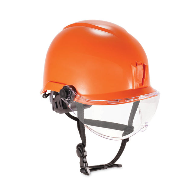Skullerz 8974V Class E Safety Helmet with 8991 Visor Kit, Clear Lens, 6-Point Ratchet Suspension, Orange