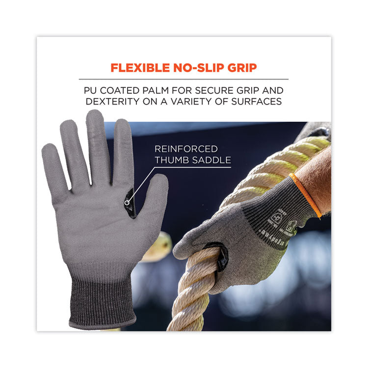 ProFlex 7071 ANSI A7 PU Coated CR Gloves, Gray, Small, 12 Pairs/Pack