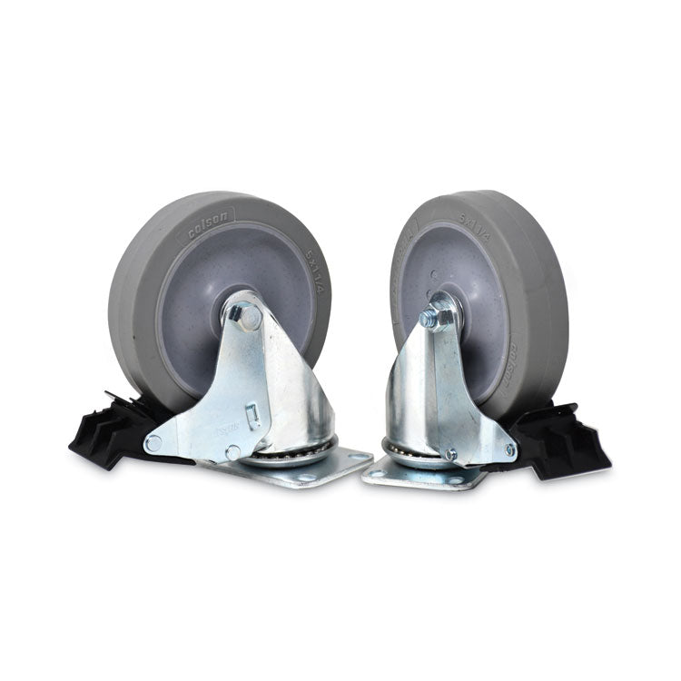 Caster Kit for Mega BRUTE Mobile Collector, Swivel Mount Plate, 5" Wheel, Black, 2/Set