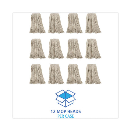 Premium Cut-End Wet Mop Heads, Cotton, 16oz, White, 12/carton