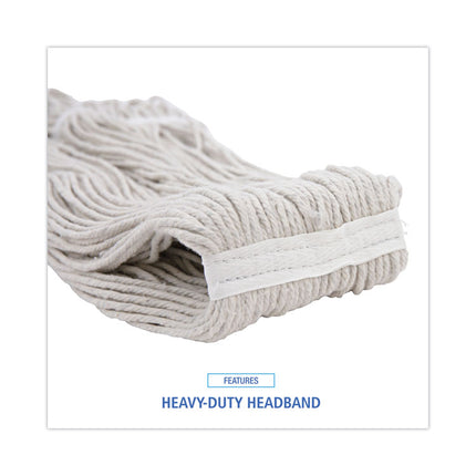 Premium Cut-End Wet Mop Heads, Cotton, 20oz, White, 12/carton
