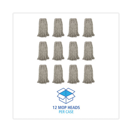 Premium Cut-End Wet Mop Heads, Cotton, 20oz, White, 12/carton