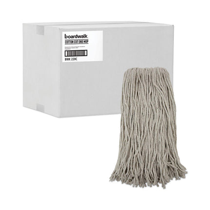 Premium Cut-End Wet Mop Heads, Cotton, 20oz, White, 12/carton