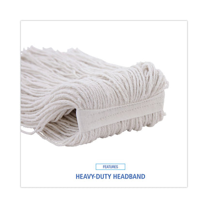 Premium Cut-End Wet Mop Heads, Rayon, 24oz, White, 12/carton
