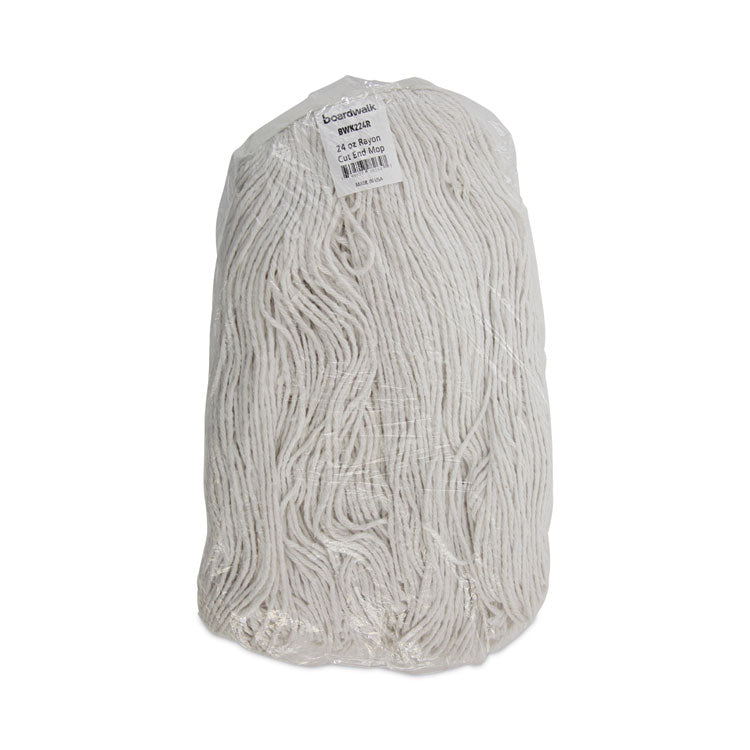 Premium Cut-End Wet Mop Heads, Rayon, 24oz, White, 12/carton