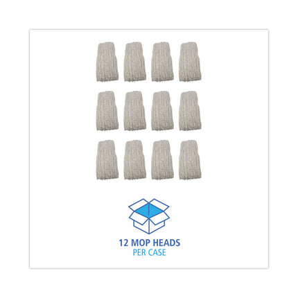 Premium Cut-End Wet Mop Heads, Rayon, 24oz, White, 12/carton