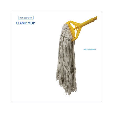 Mop Head, Premium Standard Head, Cotton Fiber, 32oz, White, 12/carton